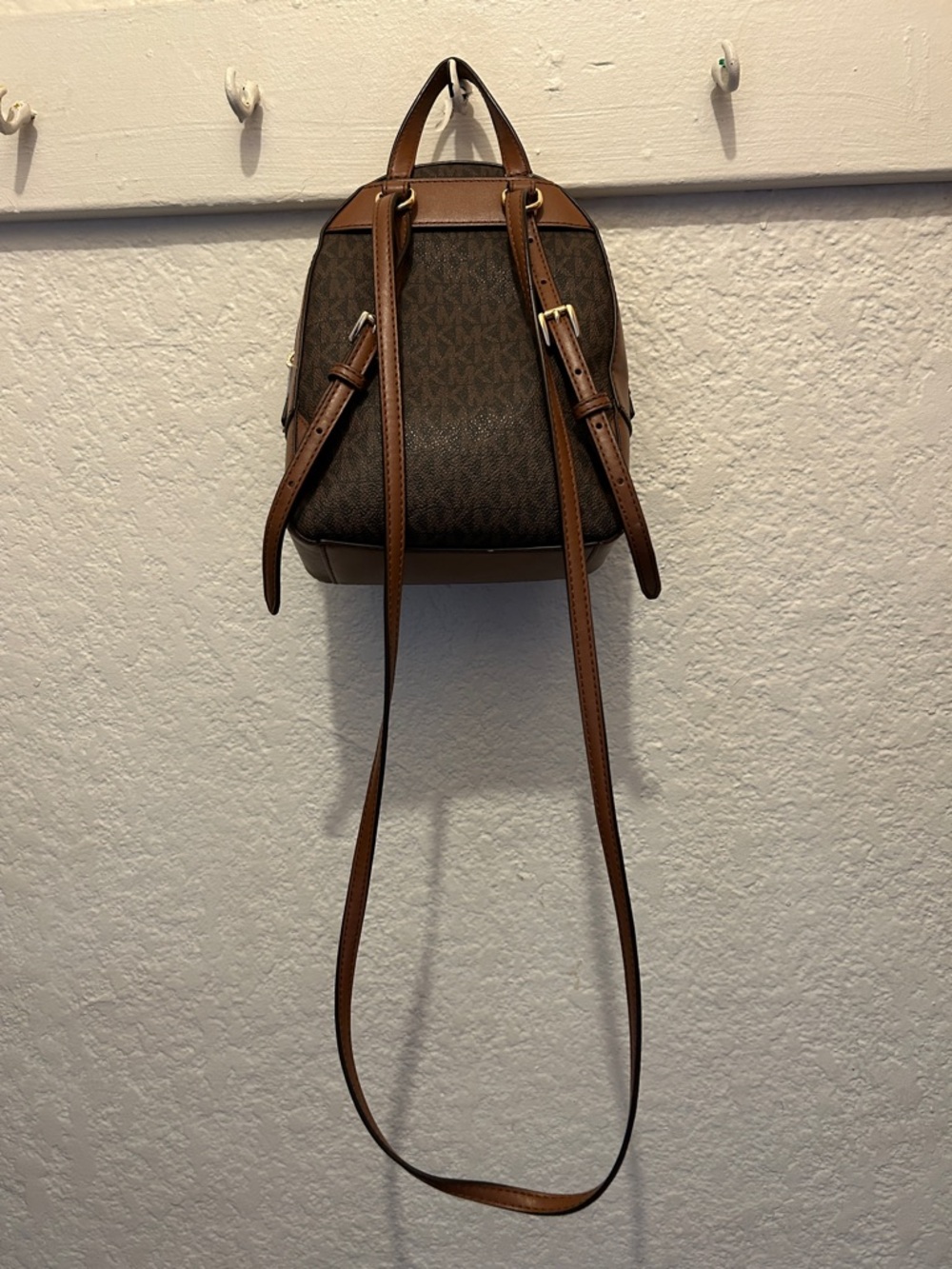 Michael Kors Brown Logo Mini Backpack with Tan Trim - Picture 5 of 5
